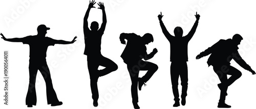 Silhouette of happy children at birthday party with cake, balloons, presents and confetti, joyful kids celebrating with festive decorations, gifts and party hats