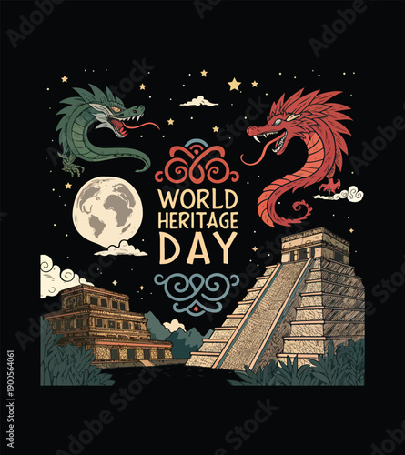 Wallpaper Mural World Heritage Day Typography Vector Illustration Torontodigital.ca