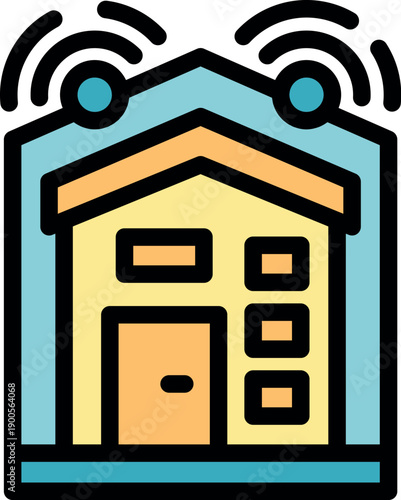 Wireless sensors are monitoring a smart home, providing security and peace of mind