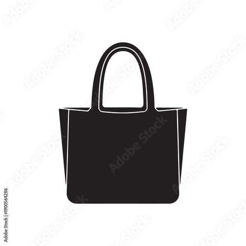 Tote bag silhouette vector flat design on white background.
