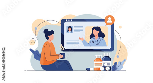 Woman having online video conversation on laptop with another woman.