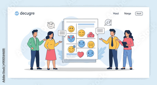 Group of people interacting with a large digital interface displaying various icons and symbols.