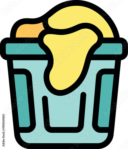 Overflowing bucket filled with soapy water and creating bubbles, symbolizing cleaning and housework