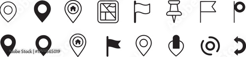 Collection of various navigation and location icons for design purposes