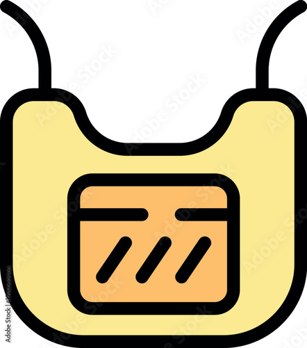 Yellow baby bib with pocket for catching dropped food, ensuring mealtime cleanliness and protecting clothes