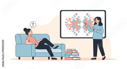 Woman explaining virus to patient in a therapy session.