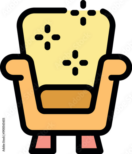 Comfortable armchair with golden upholstery sparkling clean, ideal for a cozy living room or waiting area