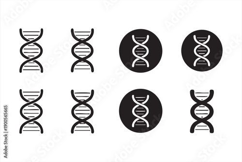 Minimal DNA Helix Line Icon Set for Genetics and Biotechnology Design
