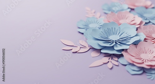Pastel Paper Flowers on Lavender Background
