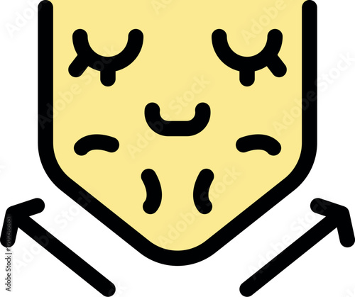 Arrows pulling face skin for lifting and rejuvenation, making it look younger