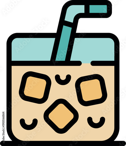 Cold brew coffee with ice cubes refreshing summer beverage enjoyed through a straw