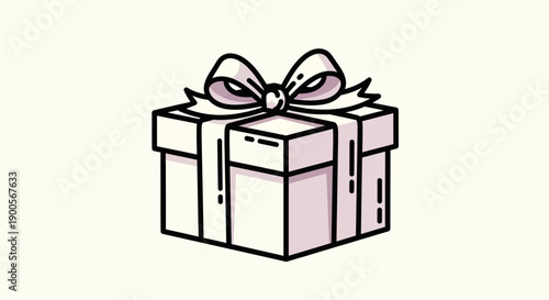 Simple Illustration of a Gift Box Tied with a Ribbon and Bow, Isolated