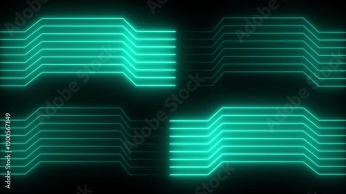 abstract glowing neon futuristic circuit line animation on black background. abstract blue technology background with neon lines seamless looping animation, 4k digital tech motion background