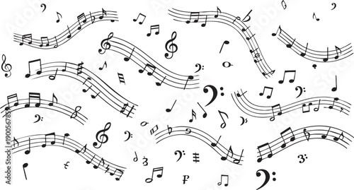 Seamless musical notes pattern background for wallpaper. 