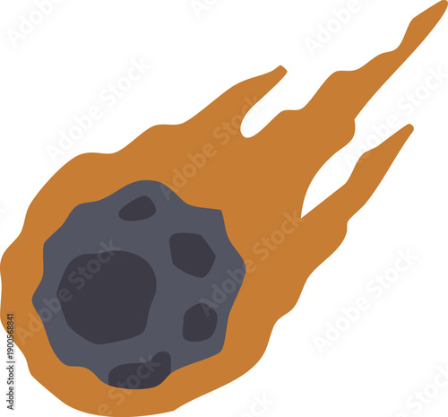 Fiery Meteor With Rock Core Illustration