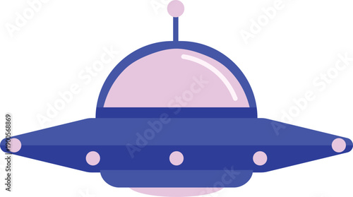 Purple UFO Flying Saucer Illustration