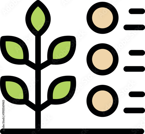 Growing plant with checklist icons symbolizing growth progress tracking