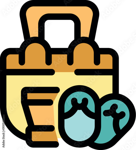 Bag containing essential sauna items like a bucket and slippers, ready for a relaxing spa experience