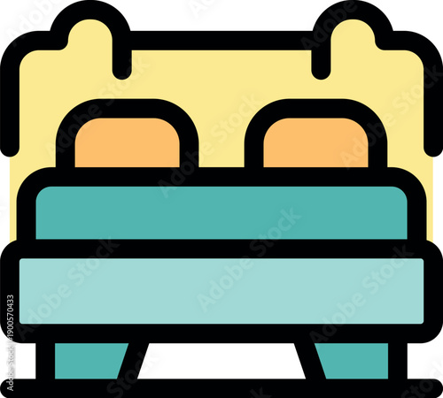 Double bed with headboard and pillows inviting to rest and relaxation, perfect for a hotel room or bedroom