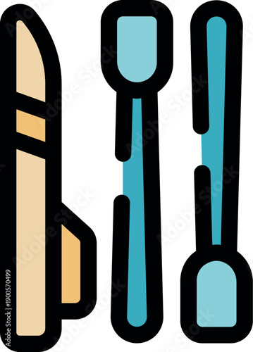 Manicure tools set for nail care, showing cuticle pusher, nail file and buffer block