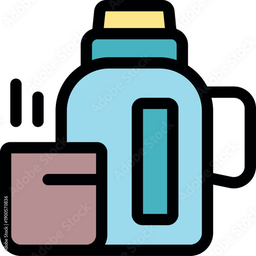 Thermos and cup keeping hot beverage warm, ideal for travel and outdoor activities