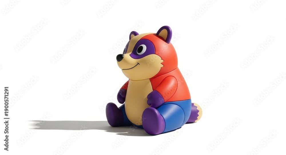 Fototapeta premium Colorful plastic animal figurine sits isolated against a bright white background