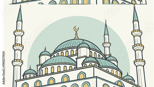 Elegant mosque illustration with minimalist design