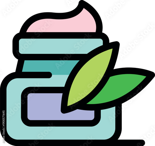 Open cosmetic jar with leaves symbolizing natural skincare, highlighting herbal ingredients and eco friendly beauty products