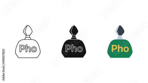 Three variations of the pho logo in different colors and styles Vector