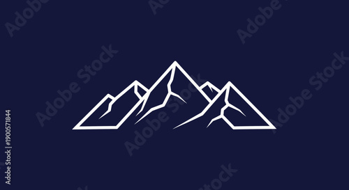 A minimalist white outline of a mountain range against a dark blue background.