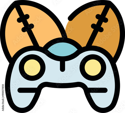 Game controller with rugby ball wings symbolizing playing rugby videogame