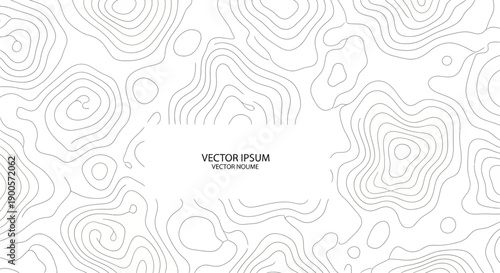 Abstract topographic map lines forming a contour pattern on a white background with a central text box.