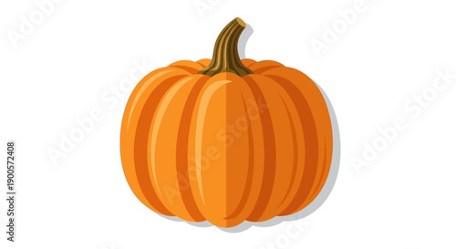 A vibrant orange pumpkin with a brown stem, depicted in a simple, flat vector illustration style with a subtle shadow.