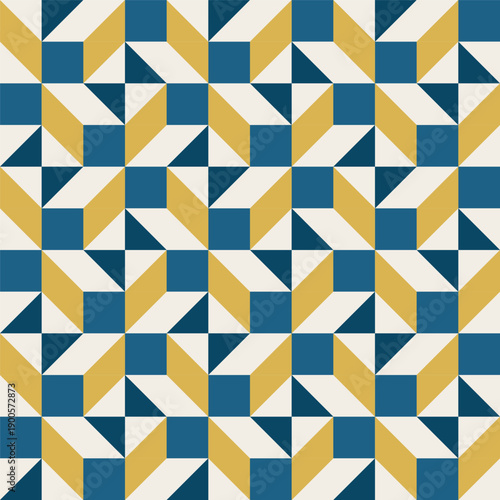 Geometric precision aesthetic, color block tessellation modern seamless vector patterns. Neutral retro colors. Repeatable design for fabric collection, wallpapers,