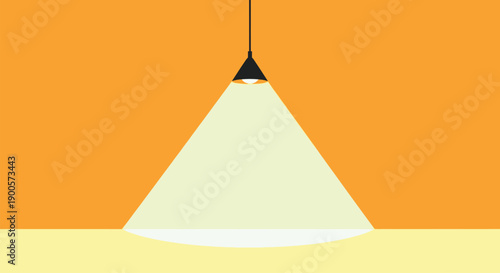 A simple illustration of a hanging light fixture against a two-tone background.