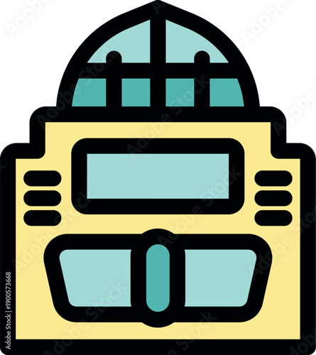 Simple illustration of a vintage jukebox with a dome top