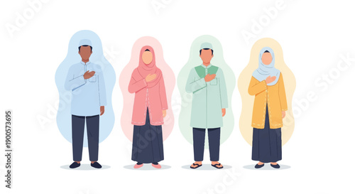 Muslim people praying with transparent background