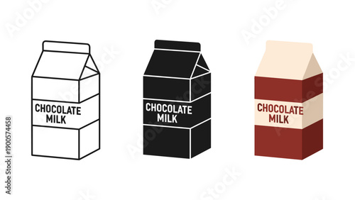 Three chocolate milk cartons in different styles Vector