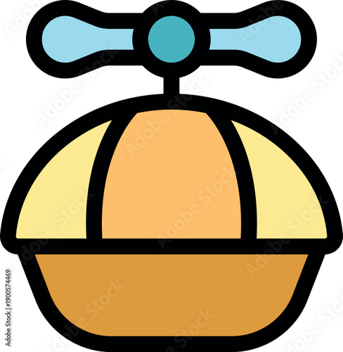 Colorful whirligig toy featuring spinning blades and a round shape, adding a touch of playful energy