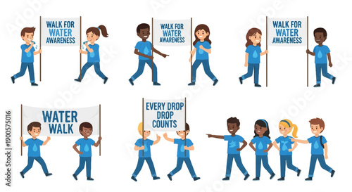 Children walking for water awareness campaign