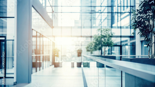 Wallpaper Mural Modern office design with copy space and blurred background concept. Modern office interior with glass walls and bright sunlight. Torontodigital.ca