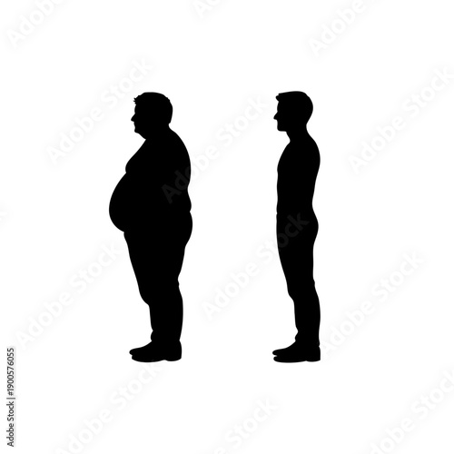 Comparison of body silhouettes highlighting the difference between obesity and healthy weight