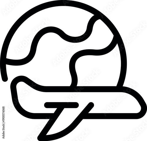 Airplane flying around the world, symbolizing global travel, tourism, and international connections