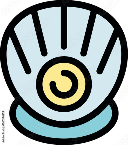 Open shell containing a precious pearl, simple icon of marine treasure
