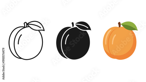 A black and white and colored drawing of peaches Vector