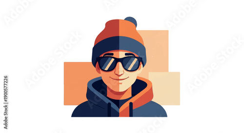Man wearing hat and sunglasses with transparent background