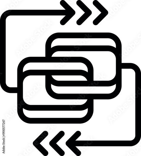 Data transfer and interconnectedness visualized through linked blocks and directional arrows, symbolizing seamless information exchange