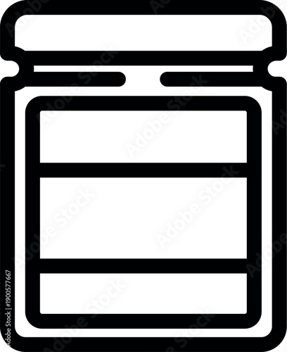 Black and white icon of protein powder container promoting healthy lifestyle and fitness