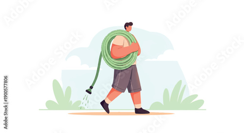 Man watering garden with hose