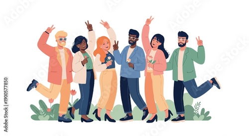 Happy diverse group of friends celebrating together